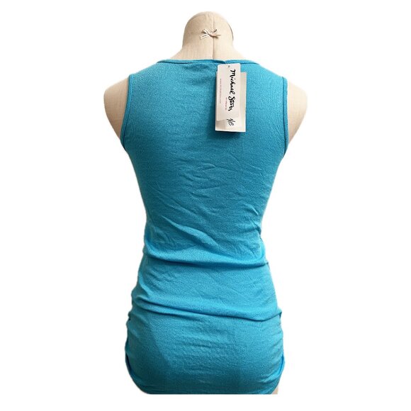 Michael Stars Tunic Tank Top Bright Blue Womens Size OS Ruching Shimmery - Picture 3 of 6